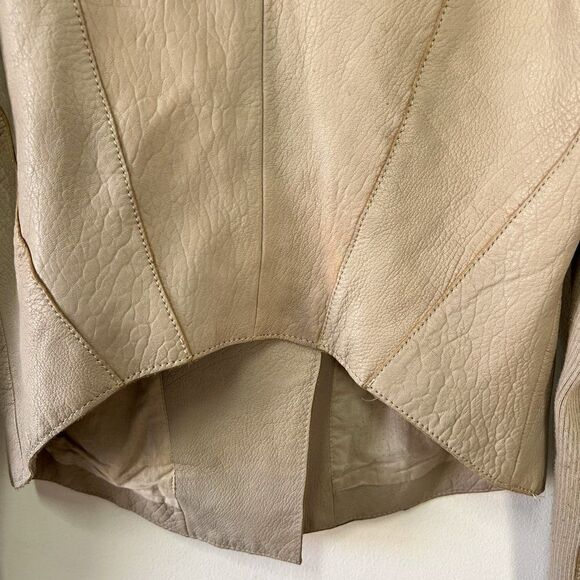 BCBGMaxAzria Cleo Genuine Leather Moto Jacket in Putty - Picture 7 of 12